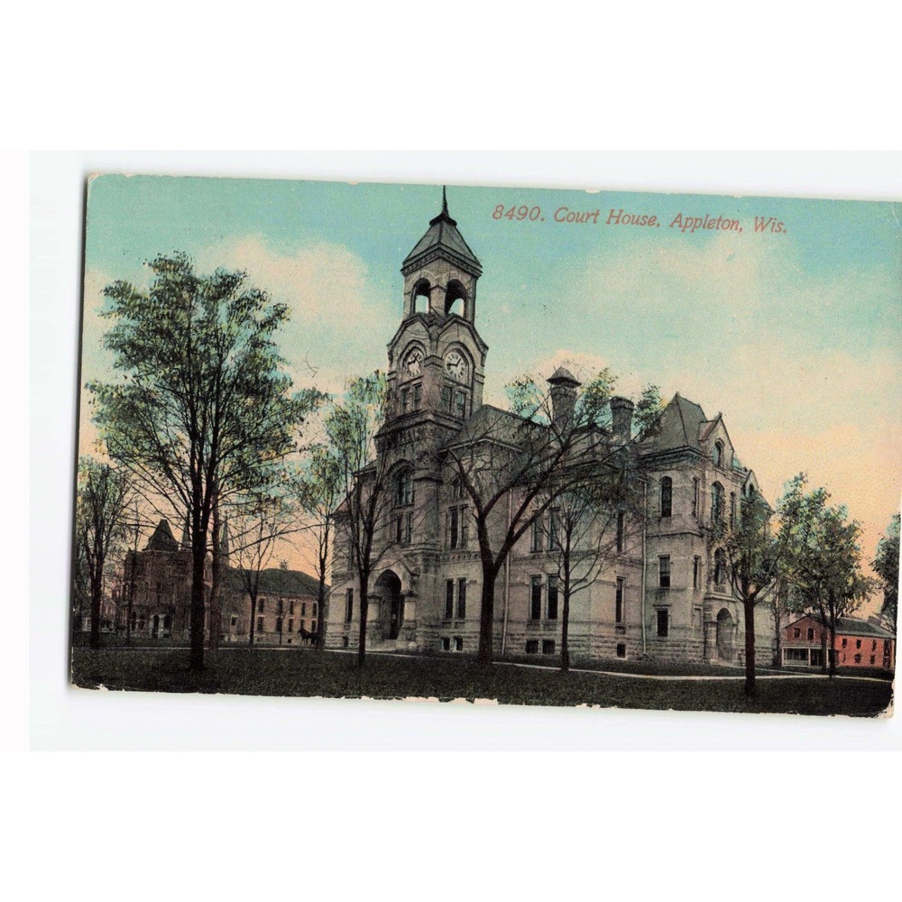 Vintage Court House Appleton Wisconsin Postcard FW Woolworth Co 8490 VG